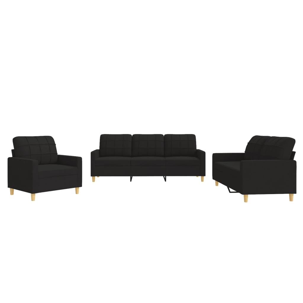 Sofa-Set 3-teilig mit Armchair, Couch mit Kissen, Wohnzimmer-Sofa mit Armlehnen, Sofaset, Designer-Sofa, Sitzmöbel, Polstermöbel, Hellgraues Stoffdesign