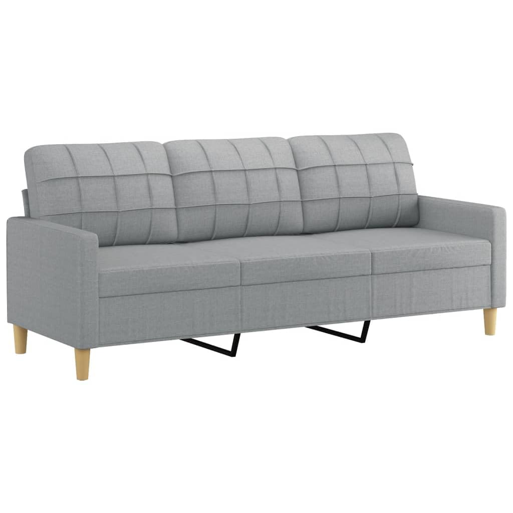 Sofa-Set 3-teilig mit Armchair, Couch mit Kissen, Wohnzimmer-Sofa mit Armlehnen, Sofaset, Designer-Sofa, Sitzmöbel, Polstermöbel, Hellgraues Stoffdesign
