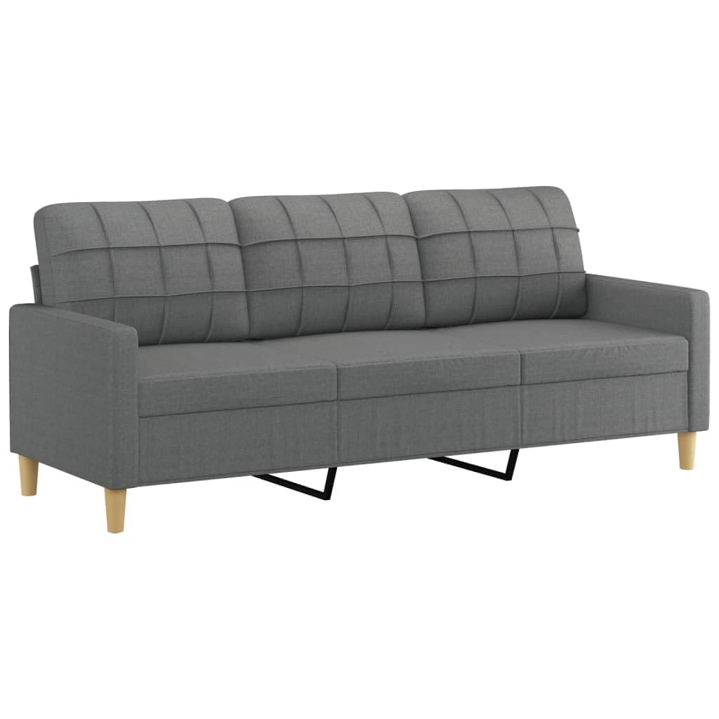 Sofa-Set 3-teilig mit Armchair, Couch mit Kissen, Wohnzimmer-Sofa mit Armlehnen, Sofaset, Designer-Sofa, Sitzmöbel, Polstermöbel, Hellgraues Stoffdesign