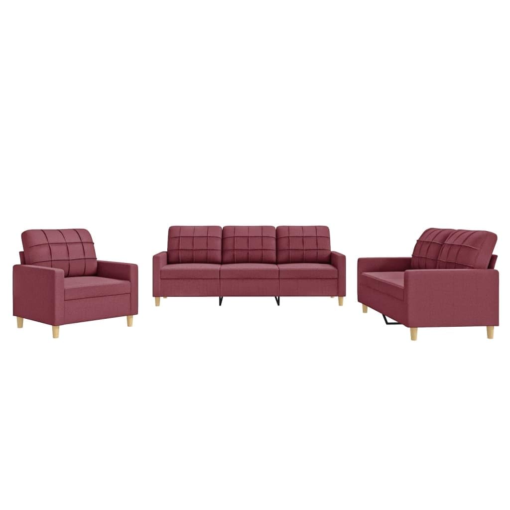 Sofa-Set 3-teilig mit Armchair, Couch mit Kissen, Wohnzimmer-Sofa mit Armlehnen, Sofaset, Designer-Sofa, Sitzmöbel, Polstermöbel, Hellgraues Stoffdesign