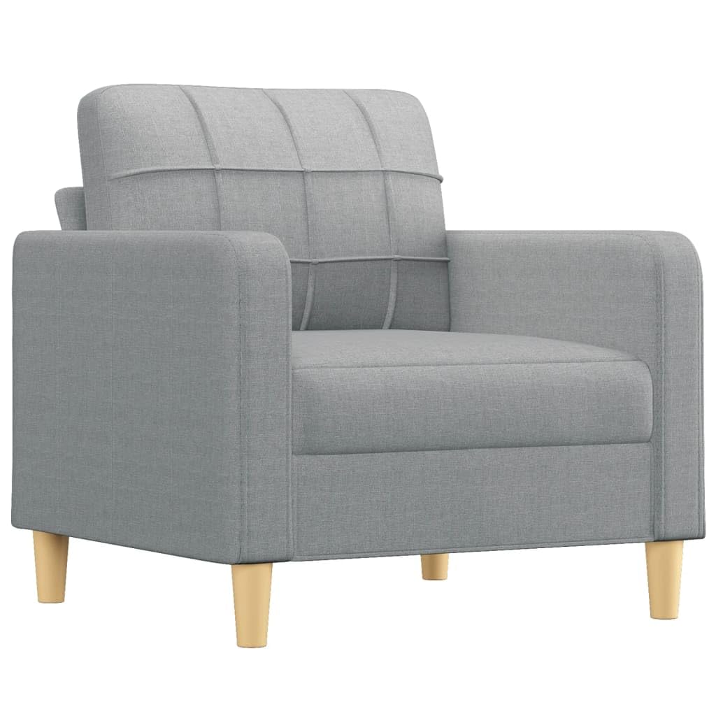 Sofa-Set 3-teilig mit Armchair, Couch mit Kissen, Wohnzimmer-Sofa mit Armlehnen, Sofaset, Designer-Sofa, Sitzmöbel, Polstermöbel, Hellgraues Stoffdesign
