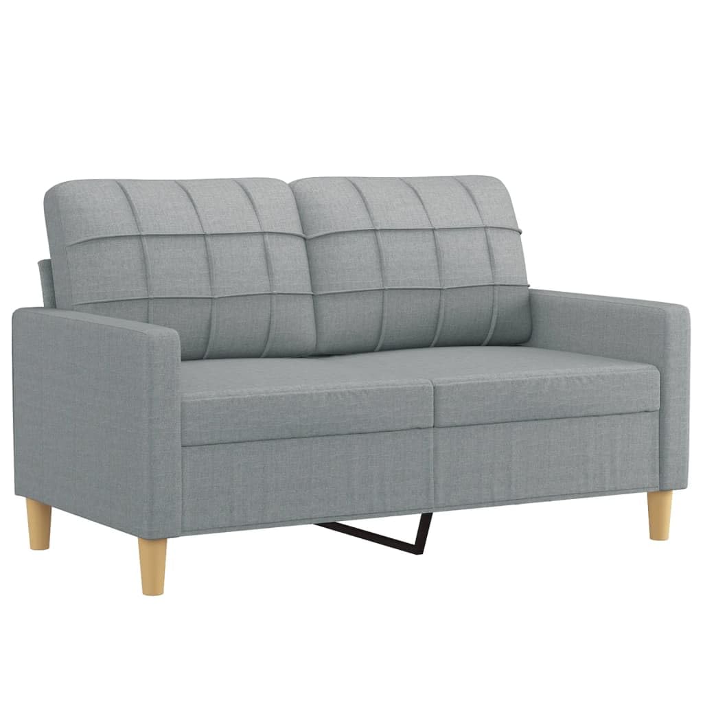 Sofa-Set 3-teilig mit Armchair, Couch mit Kissen, Wohnzimmer-Sofa mit Armlehnen, Sofaset, Designer-Sofa, Sitzmöbel, Polstermöbel, Hellgraues Stoffdesign