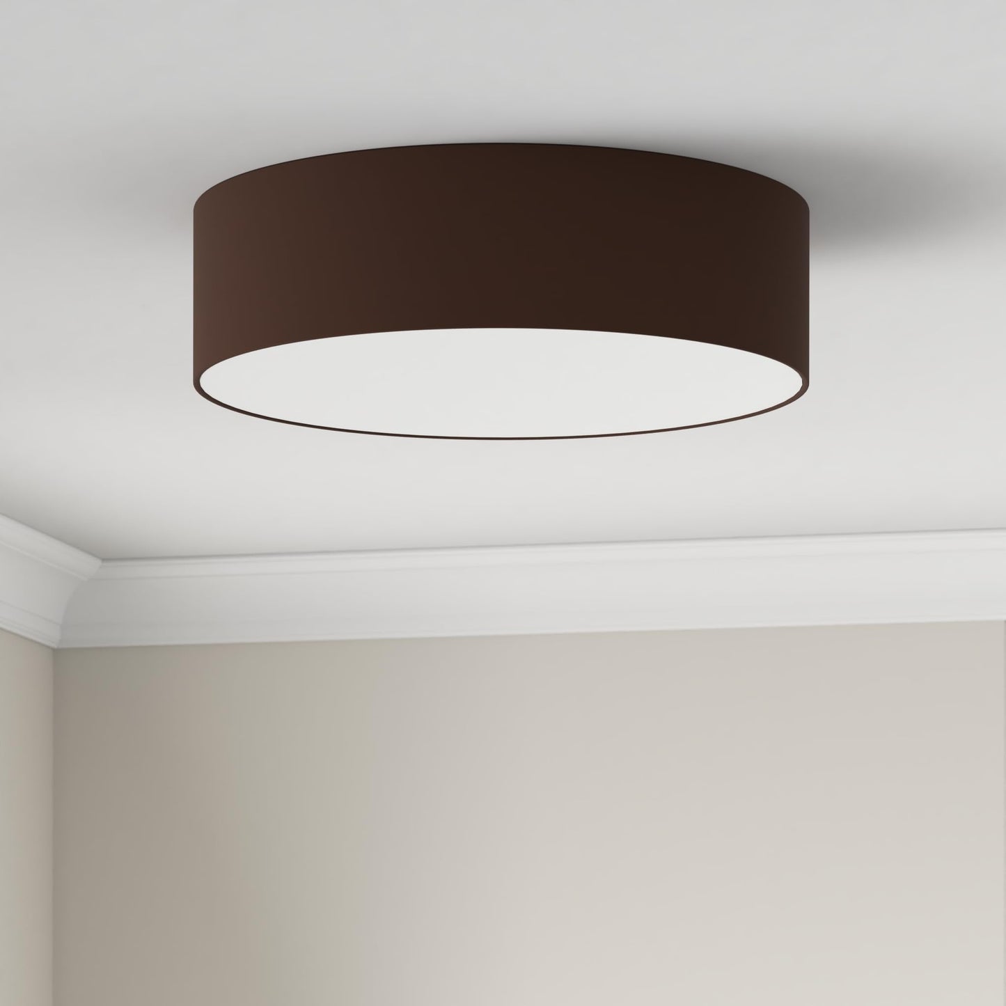 REV LED Deckenleuchte - Deckenlampe Schlafzimmer, Wohnzimmer & Küche rund 30cm mit Stoff-Lampenschirm im Vintage-Look, taupe