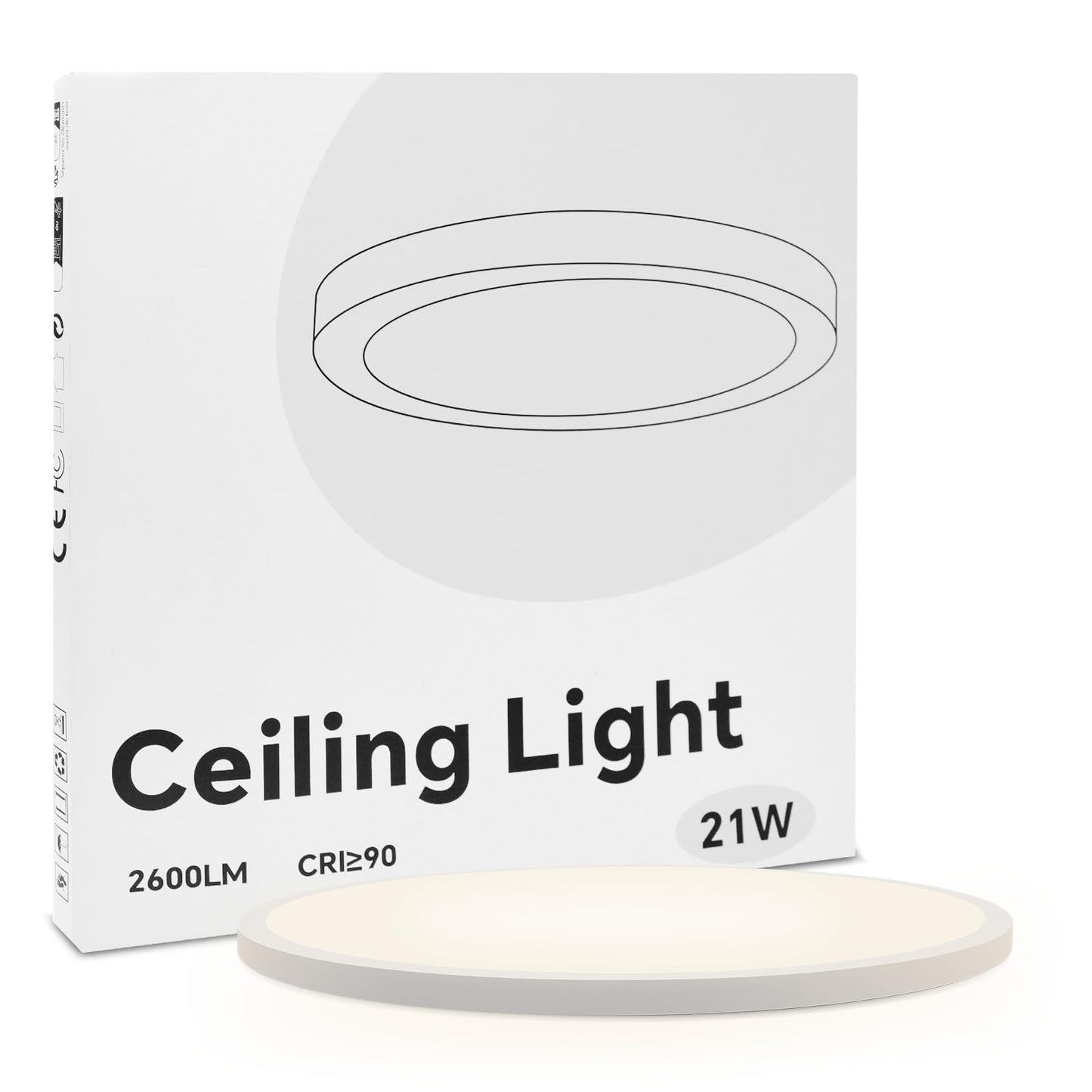 LED-Deckenlampe, moderne Deckenleuchte, dimmbar mit Fernbedienung, Wohnzimmer, schwarze und weiße Schlafzimmerlampe, rund, Wohnzimmerlampe mit Speicherfunktion, geeignet für Wohnzimmer, Schlafzimmer, Büro