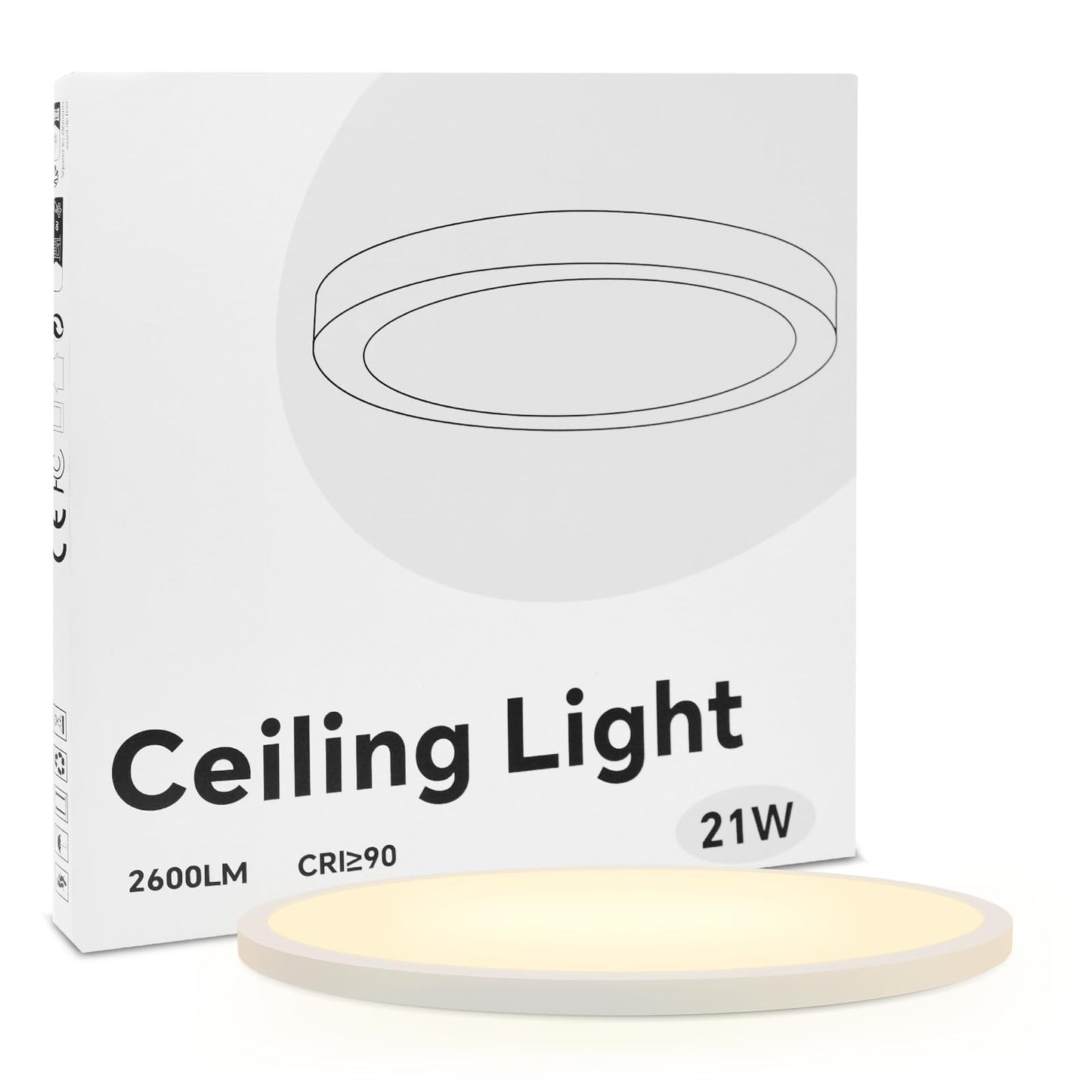 LED-Deckenlampe, moderne Deckenleuchte, dimmbar mit Fernbedienung, Wohnzimmer, schwarze und weiße Schlafzimmerlampe, rund, Wohnzimmerlampe mit Speicherfunktion, geeignet für Wohnzimmer, Schlafzimmer, Büro