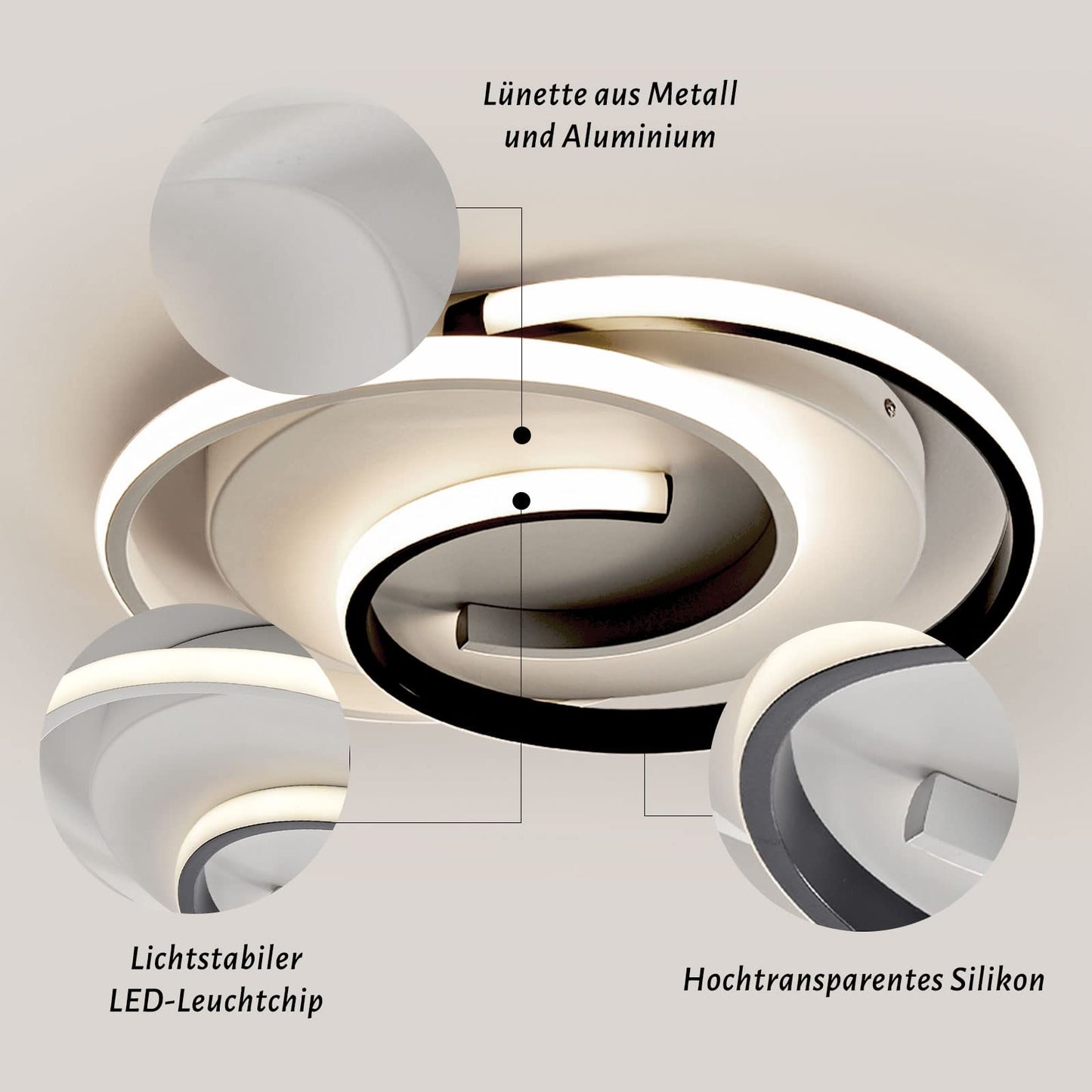 LED-Deckenlampe, moderne Deckenleuchte, dimmbar mit Fernbedienung, Wohnzimmer, schwarze und weiße Schlafzimmerlampe, rund, Wohnzimmerlampe mit Speicherfunktion, geeignet für Wohnzimmer, Schlafzimmer, Büro