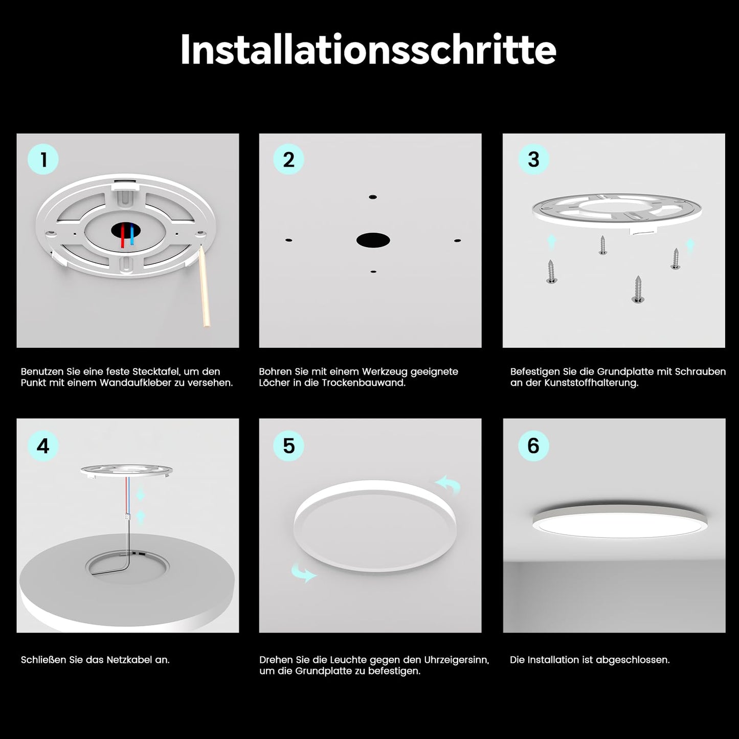 LED-Deckenlampe, moderne Deckenleuchte, dimmbar mit Fernbedienung, Wohnzimmer, schwarze und weiße Schlafzimmerlampe, rund, Wohnzimmerlampe mit Speicherfunktion, geeignet für Wohnzimmer, Schlafzimmer, Büro