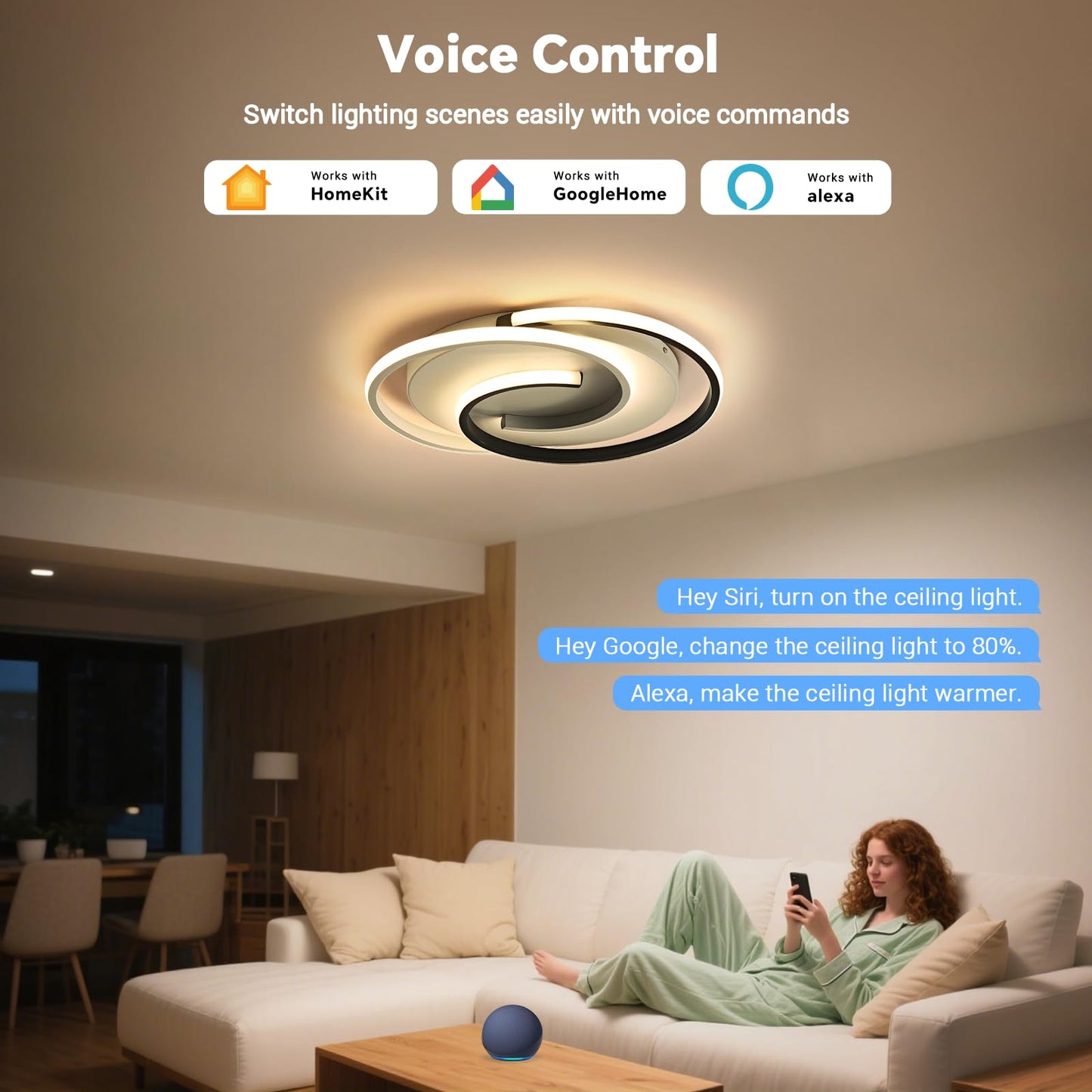 LED-Deckenlampe, moderne Deckenleuchte, dimmbar mit Fernbedienung, Wohnzimmer, schwarze und weiße Schlafzimmerlampe, rund, Wohnzimmerlampe mit Speicherfunktion, geeignet für Wohnzimmer, Schlafzimmer, Büro
