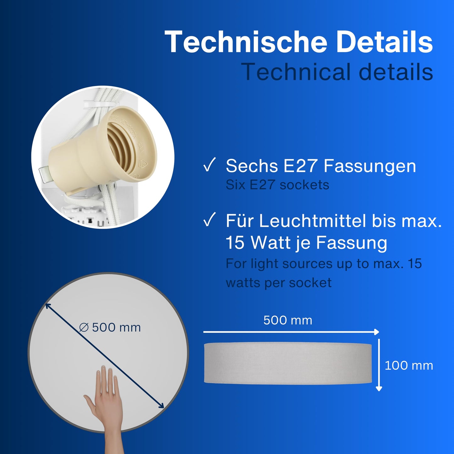REV LED Deckenleuchte - Deckenlampe Schlafzimmer, Wohnzimmer & Küche rund 30cm mit Stoff-Lampenschirm im Vintage-Look, taupe