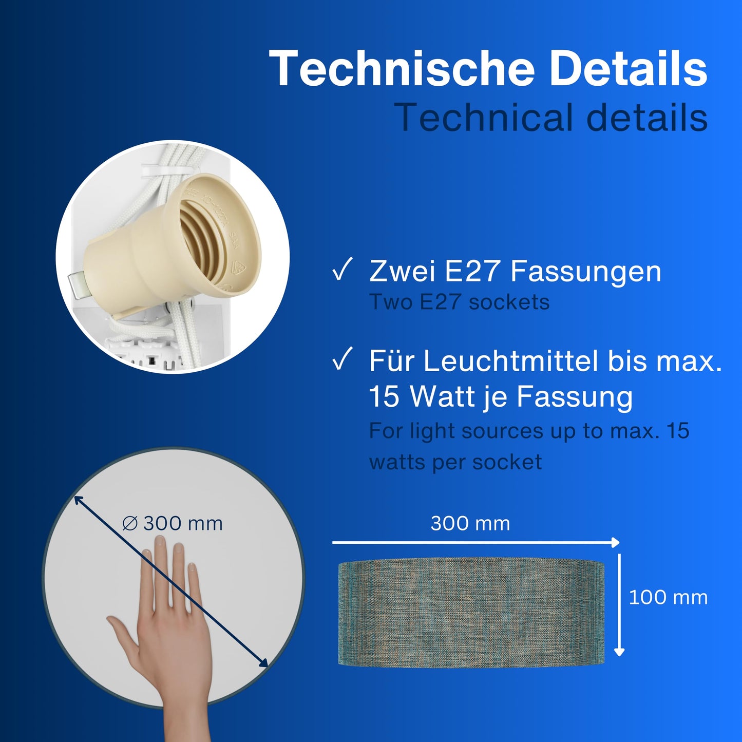 REV LED Deckenleuchte - Deckenlampe Schlafzimmer, Wohnzimmer & Küche rund 30cm mit Stoff-Lampenschirm im Vintage-Look, taupe