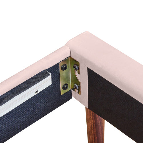 Polsterbett 90*200 mit Lattenrost und Kopfteil, Jugendbett, Einzelbett, Holzlattenunterstützung, Einfache Montage, Samt, Rosa