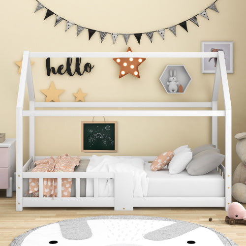 Kiefernholz Kinderbett 90 x 200 cm inkl.Tafel Lattenrosten Rausfallschutz, aus KiefernholzWeiß