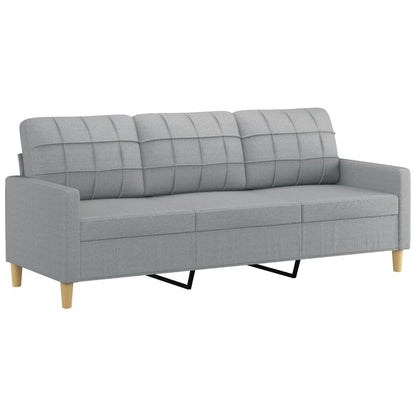 Sofa-Set 3-teilig mit Armchair, Couch mit Kissen, Wohnzimmer-Sofa mit Armlehnen, Sofaset, Designer-Sofa, Sitzmöbel, Polstermöbel, Hellgraues Stoffdesign