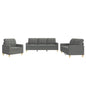 Sofa-Set 3-teilig mit Armchair, Couch mit Kissen, Wohnzimmer-Sofa mit Armlehnen, Sofaset, Designer-Sofa, Sitzmöbel, Polstermöbel, Hellgraues Stoffdesign