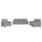 Sofa-Set 3-teilig mit Armchair, Couch mit Kissen, Wohnzimmer-Sofa mit Armlehnen, Sofaset, Designer-Sofa, Sitzmöbel, Polstermöbel, Hellgraues Stoffdesign