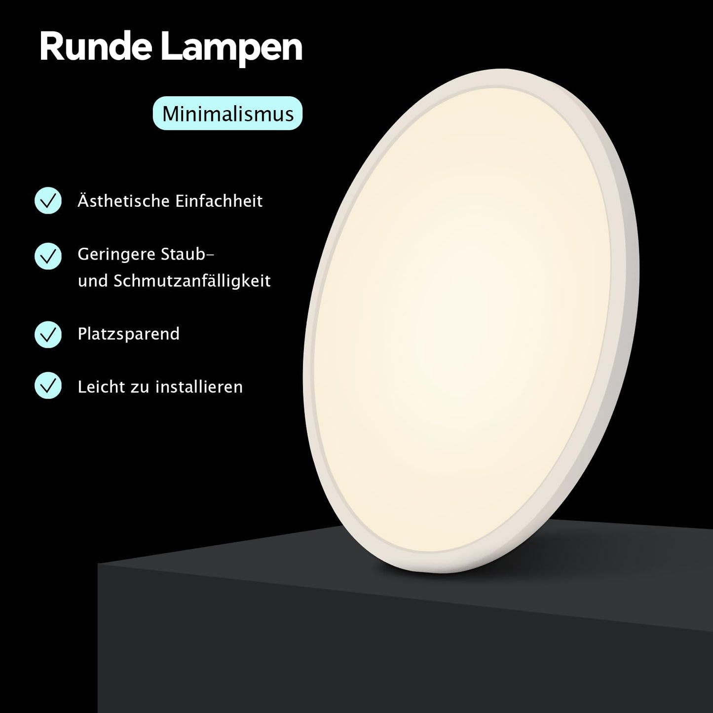 LED-Deckenlampe, moderne Deckenleuchte, dimmbar mit Fernbedienung, Wohnzimmer, schwarze und weiße Schlafzimmerlampe, rund, Wohnzimmerlampe mit Speicherfunktion, geeignet für Wohnzimmer, Schlafzimmer, Büro