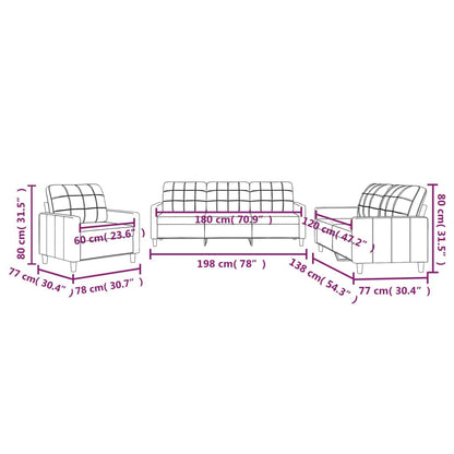 Sofa-Set 3-teilig mit Armchair, Couch mit Kissen, Wohnzimmer-Sofa mit Armlehnen, Sofaset, Designer-Sofa, Sitzmöbel, Polstermöbel, Hellgraues Stoffdesign