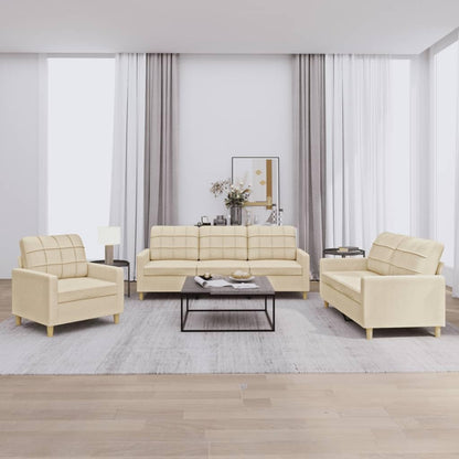 Sofa-Set 3-teilig mit Armchair, Couch mit Kissen, Wohnzimmer-Sofa mit Armlehnen, Sofaset, Designer-Sofa, Sitzmöbel, Polstermöbel, Hellgraues Stoffdesign