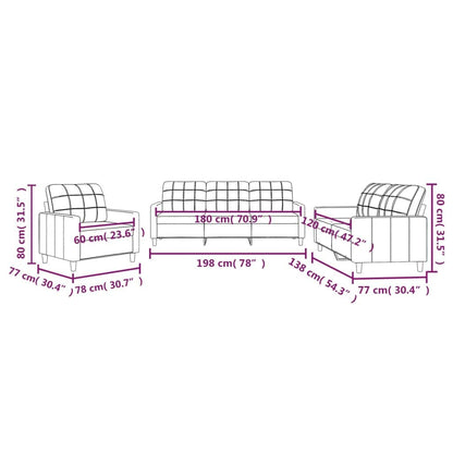 Sofa-Set 3-teilig mit Armchair, Couch mit Kissen, Wohnzimmer-Sofa mit Armlehnen, Sofaset, Designer-Sofa, Sitzmöbel, Polstermöbel, Hellgraues Stoffdesign