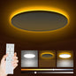Bowfar LED-Flat-Deckenleuchte, 24 W, 3200 lm, Deckenleuchte mit Fernbedienung, dimmbar von 3000 K bis 6500 K, Nachtlicht bei 1800 K, bernsteinfarben, Badezimmerlampe für Wohnzimmer, Küche, Kinderzimmer, Flur