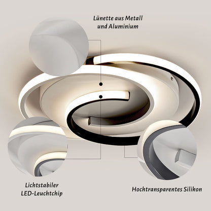 LED-Deckenlampe, moderne Deckenleuchte, dimmbar mit Fernbedienung, Wohnzimmer, schwarze und weiße Schlafzimmerlampe, rund, Wohnzimmerlampe mit Speicherfunktion, geeignet für Wohnzimmer, Schlafzimmer, Büro