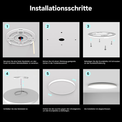LED-Deckenlampe, moderne Deckenleuchte, dimmbar mit Fernbedienung, Wohnzimmer, schwarze und weiße Schlafzimmerlampe, rund, Wohnzimmerlampe mit Speicherfunktion, geeignet für Wohnzimmer, Schlafzimmer, Büro