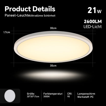 LED-Deckenlampe, moderne Deckenleuchte, dimmbar mit Fernbedienung, Wohnzimmer, schwarze und weiße Schlafzimmerlampe, rund, Wohnzimmerlampe mit Speicherfunktion, geeignet für Wohnzimmer, Schlafzimmer, Büro
