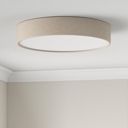REV LED Deckenleuchte - Deckenlampe Schlafzimmer, Wohnzimmer & Küche rund 30cm mit Stoff-Lampenschirm im Vintage-Look, taupe