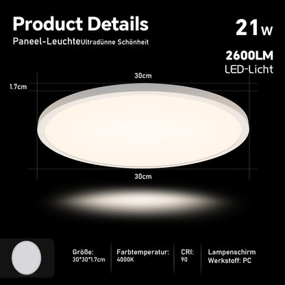 LED-Deckenlampe, moderne Deckenleuchte, dimmbar mit Fernbedienung, Wohnzimmer, schwarze und weiße Schlafzimmerlampe, rund, Wohnzimmerlampe mit Speicherfunktion, geeignet für Wohnzimmer, Schlafzimmer, Büro