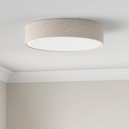 REV LED Deckenleuchte - Deckenlampe Schlafzimmer, Wohnzimmer & Küche rund 30cm mit Stoff-Lampenschirm im Vintage-Look, taupe