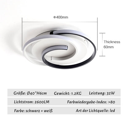 LED-Deckenlampe, moderne Deckenleuchte, dimmbar mit Fernbedienung, Wohnzimmer, schwarze und weiße Schlafzimmerlampe, rund, Wohnzimmerlampe mit Speicherfunktion, geeignet für Wohnzimmer, Schlafzimmer, Büro