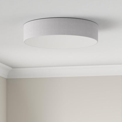 REV LED Deckenleuchte - Deckenlampe Schlafzimmer, Wohnzimmer & Küche rund 30cm mit Stoff-Lampenschirm im Vintage-Look, taupe