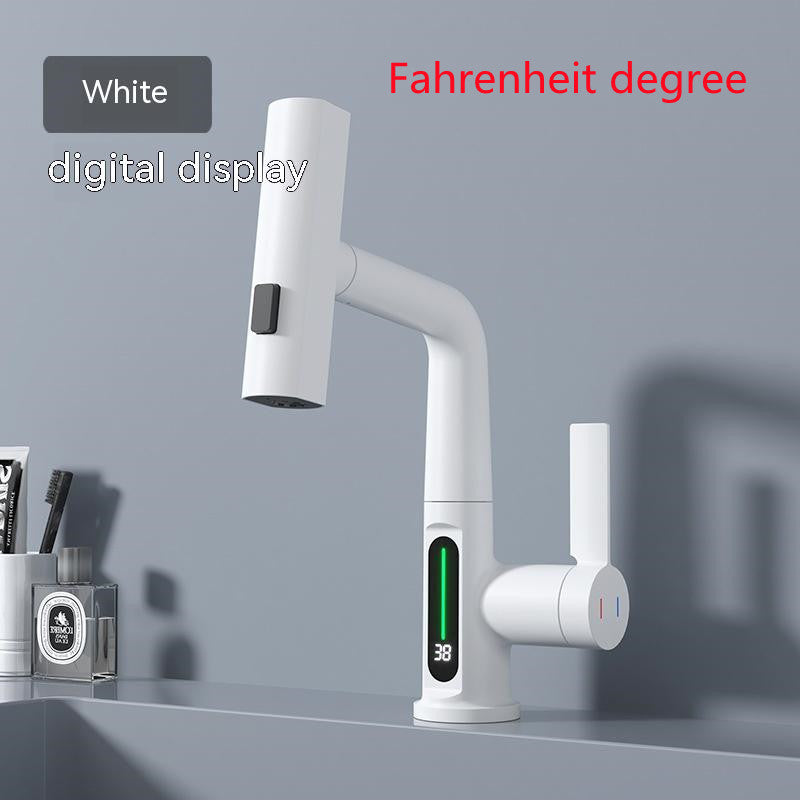 Intelligente Digitalanzeige Armatur, ausziehbare Waschtischarmatur, Temperatur-Digitalanzeige, Drehfunktion