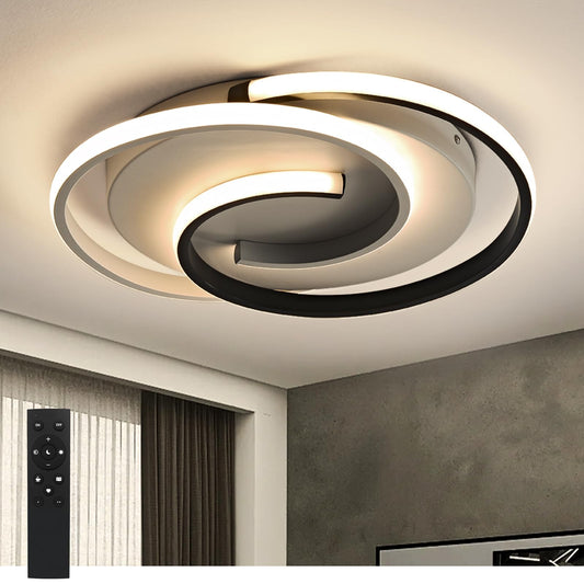 LED-Deckenlampe, moderne Deckenleuchte, dimmbar mit Fernbedienung, Wohnzimmer, schwarze und weiße Schlafzimmerlampe, rund, Wohnzimmerlampe mit Speicherfunktion, geeignet für Wohnzimmer, Schlafzimmer, Büro