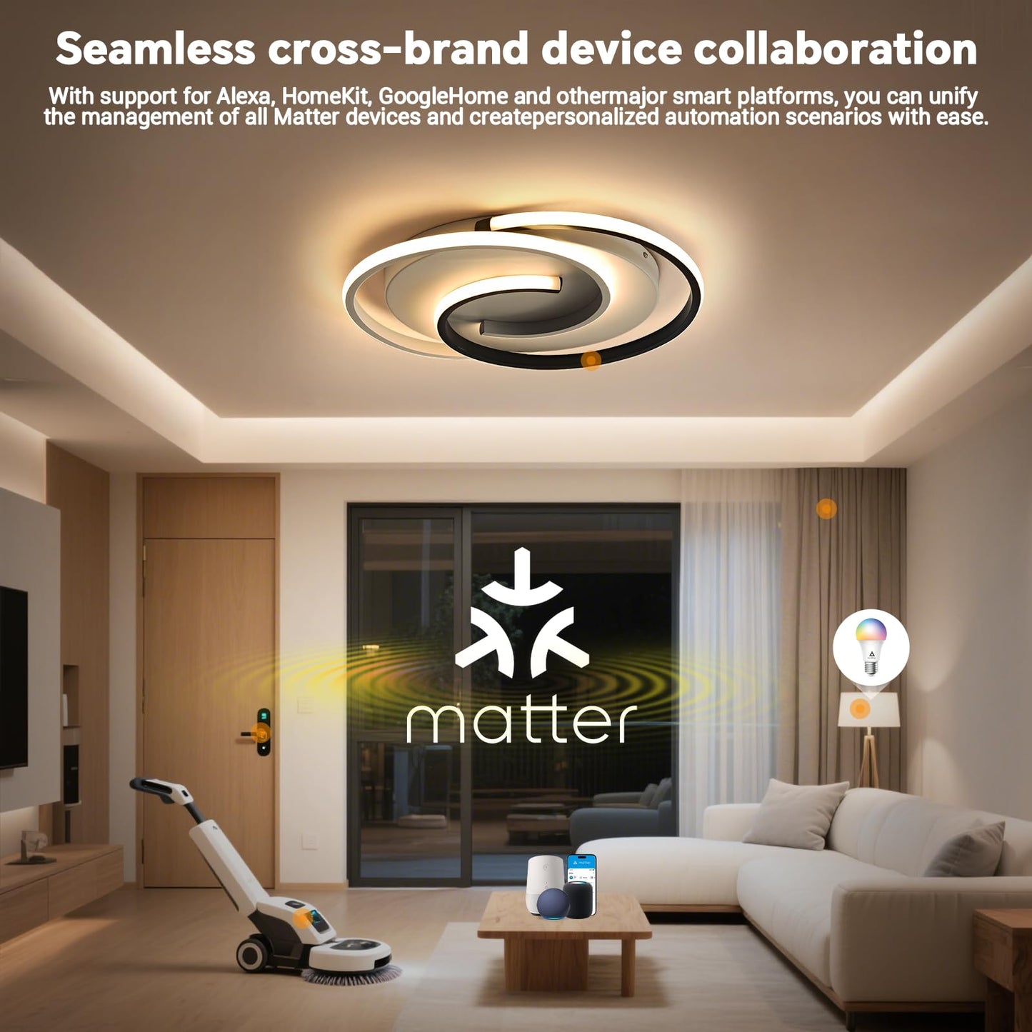 LED-Deckenlampe, moderne Deckenleuchte, dimmbar mit Fernbedienung, Wohnzimmer, schwarze und weiße Schlafzimmerlampe, rund, Wohnzimmerlampe mit Speicherfunktion, geeignet für Wohnzimmer, Schlafzimmer, Büro
