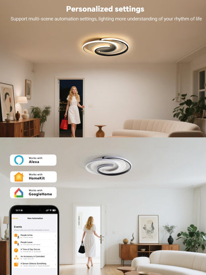 LED-Deckenlampe, moderne Deckenleuchte, dimmbar mit Fernbedienung, Wohnzimmer, schwarze und weiße Schlafzimmerlampe, rund, Wohnzimmerlampe mit Speicherfunktion, geeignet für Wohnzimmer, Schlafzimmer, Büro