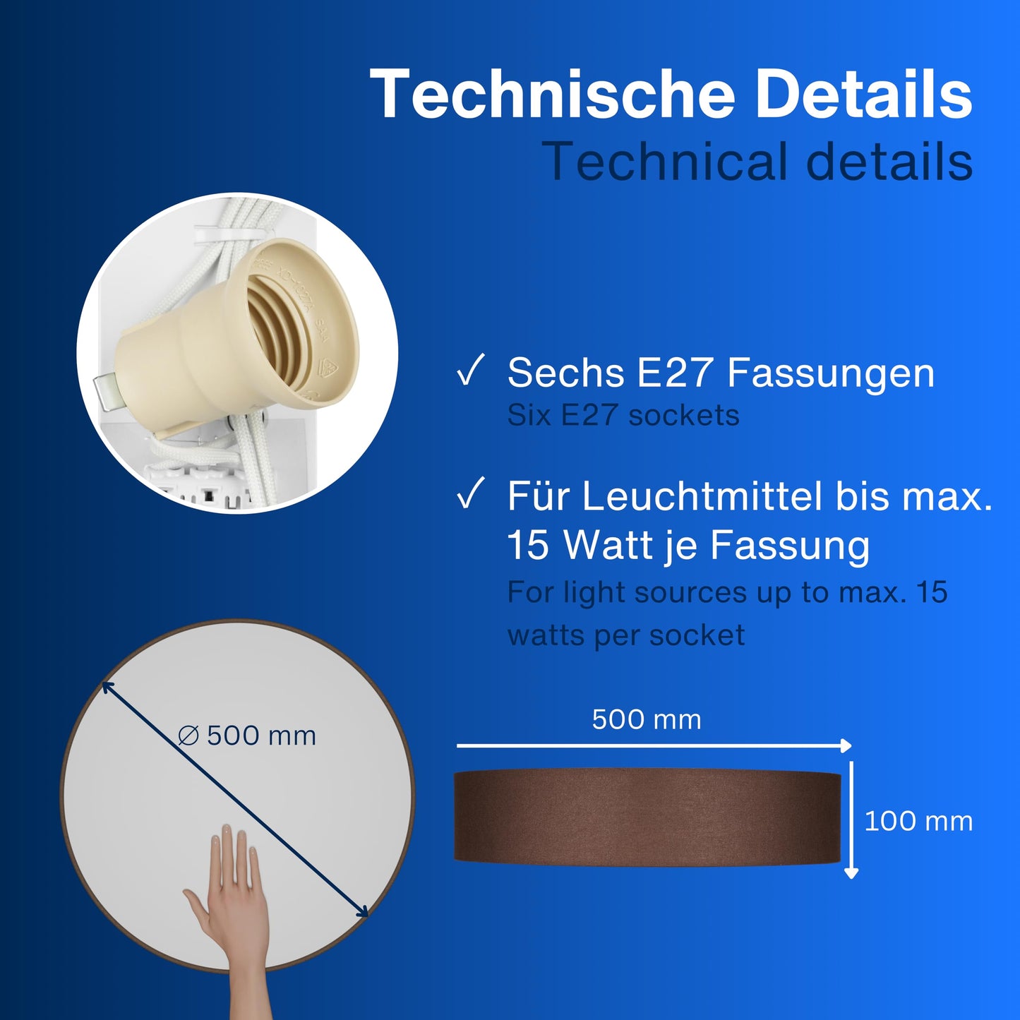REV LED Deckenleuchte - Deckenlampe Schlafzimmer, Wohnzimmer & Küche rund 30cm mit Stoff-Lampenschirm im Vintage-Look, taupe