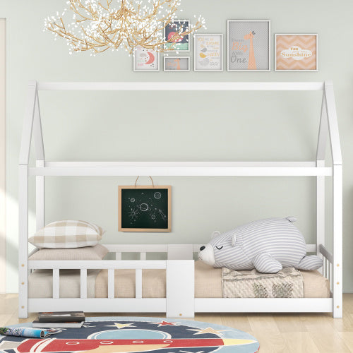 Kiefernholz Kinderbett 90 x 200 cm inkl.Tafel Lattenrosten Rausfallschutz, aus KiefernholzWeiß