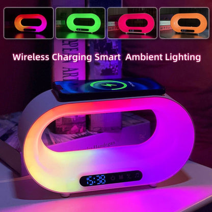 Multi-Funktions 3-in-1 LED-Nachtlicht mit APP-Steuerung, RGB-Atmosphärentischlampe, intelligenter Multifunktions-Wireless-Ladegerät, Wecker