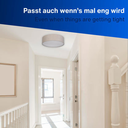 REV LED Deckenleuchte - Deckenlampe Schlafzimmer, Wohnzimmer & Küche rund 30cm mit Stoff-Lampenschirm im Vintage-Look, taupe