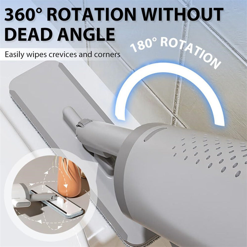 Drehbarer Selbst-Auspress-Mini-Mopp mit Spaltbürste – Handwäschefrei, Flacher Auspressmopp mit 2 wiederverwendbaren Mikrofasertüchern, Mikrofasermopp für nassen und trockenen Einsatz. Selbstwringender Flachmopp zur Bodenreinigung.