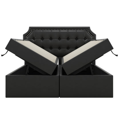 Doppelbett mit Lattenrost aus Metallrahmen, Großer Stauraum, Beidseitig zu öffnen, Schwarz