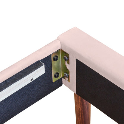 Polsterbett 90*200 mit Lattenrost und Kopfteil, Jugendbett, Einzelbett, Holzlattenunterstützung, Einfache Montage, Samt, Rosa