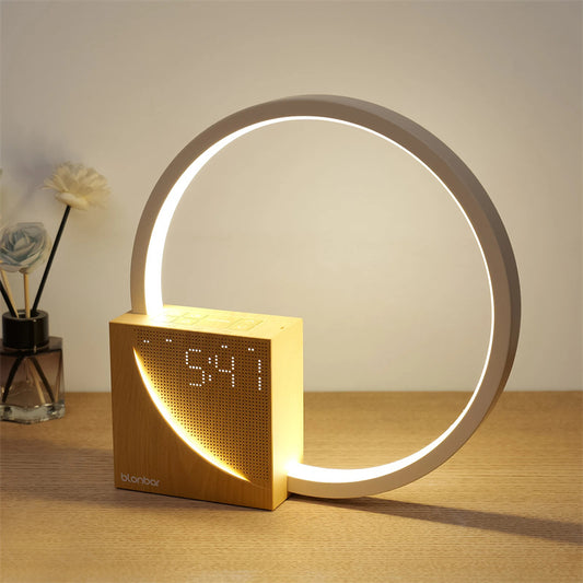 Nachttischlampe Touch-Tischlampe mit Naturgeräuschen, Schreibtischlampe mit Wecker, Touch-Steuerung, 3 Helligkeitsstufen, Wohndekoration