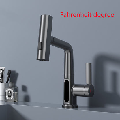 Intelligente Digitalanzeige Armatur, ausziehbare Waschtischarmatur, Temperatur-Digitalanzeige, Drehfunktion