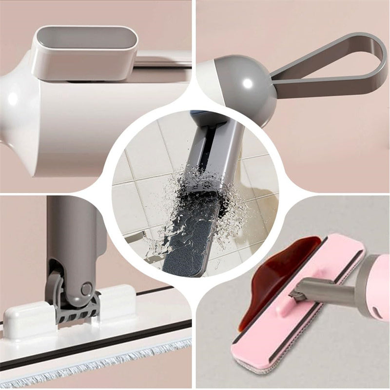 Drehbarer Selbst-Auspress-Mini-Mopp mit Spaltbürste – Handwäschefrei, Flacher Auspressmopp mit 2 wiederverwendbaren Mikrofasertüchern, Mikrofasermopp für nassen und trockenen Einsatz. Selbstwringender Flachmopp zur Bodenreinigung.