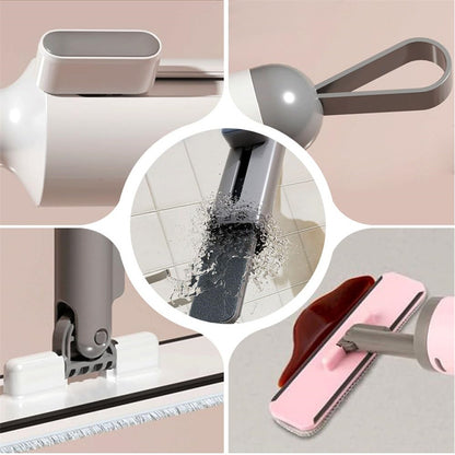 Drehbarer Selbst-Auspress-Mini-Mopp mit Spaltbürste – Handwäschefrei, Flacher Auspressmopp mit 2 wiederverwendbaren Mikrofasertüchern, Mikrofasermopp für nassen und trockenen Einsatz. Selbstwringender Flachmopp zur Bodenreinigung.